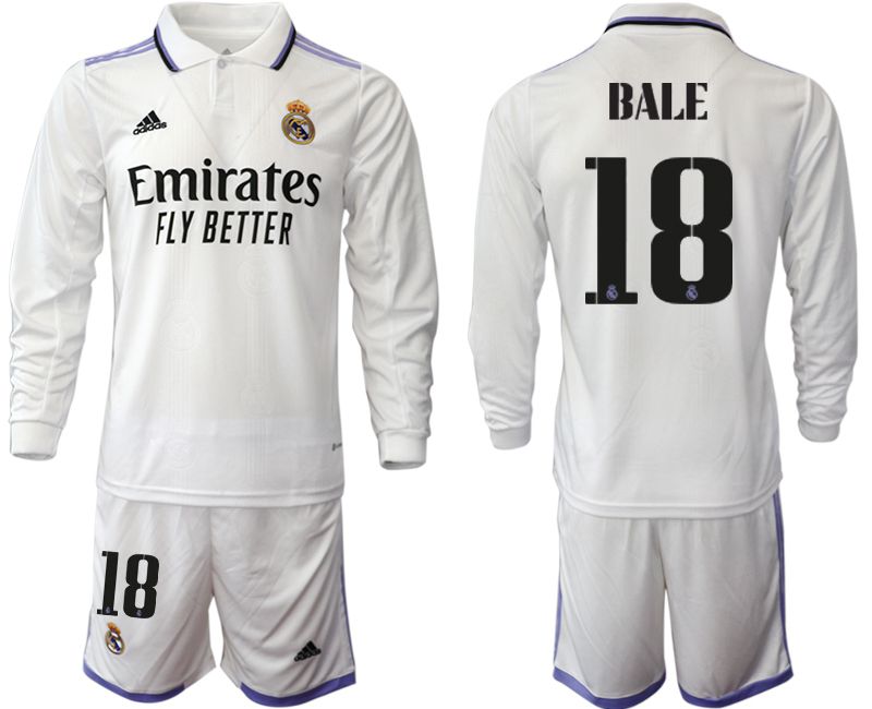 Men 2022-2023 Club Real Madrid home long sleeve white #18 Soccer Jersey->real madrid jersey->Soccer Club Jersey